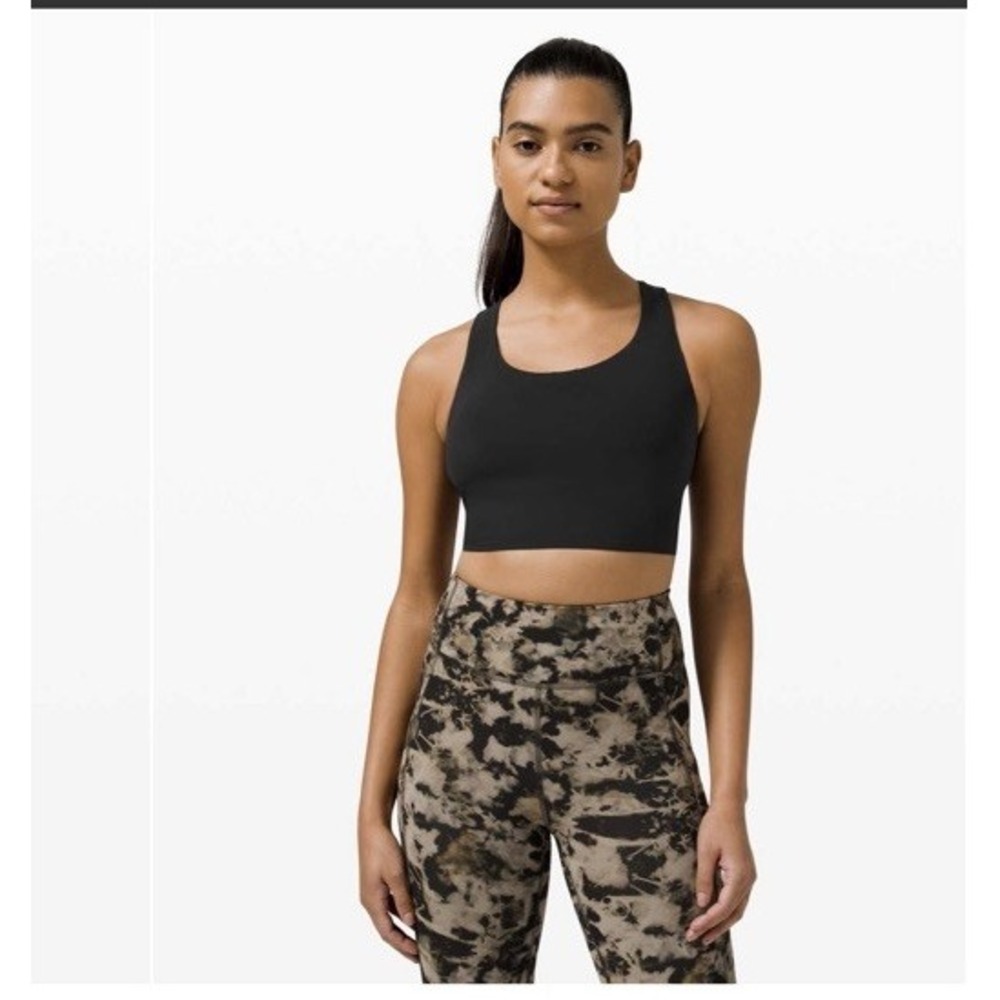 Lululemon Stash It Black Wireless Sports Bra Back Zip Pocket Size Medium